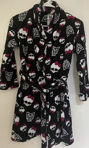 MONSTER HIGH 2013 girls fleece bath robe sleepwear medium 7-8 black With Pocket - Picture 1 of 4