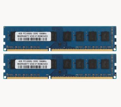 8GB 2X 4GB PC3-8500U DDR3 1066MHz 240PIN 1.5V Desktop DIMM Memory RAM For Intel - Image 1 of 4