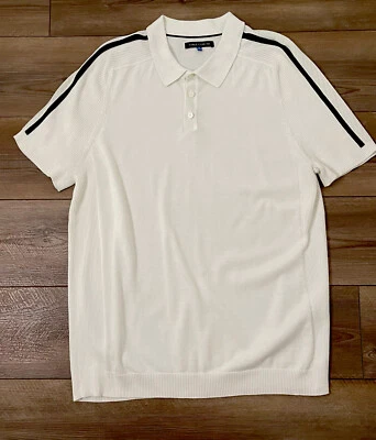 Vince Camuto  Mens Knitted White/Black Short Sleeve  Polo Shirt size XXL - Image 1 of 4