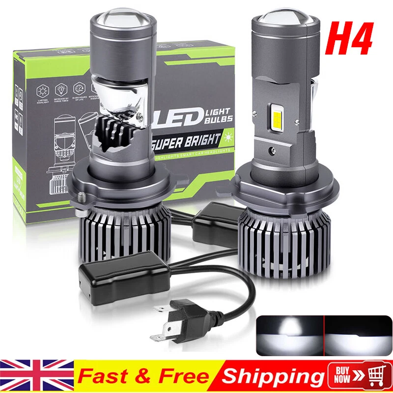 2X RHD H4 9003 Bi-LED Projector Lens Headlight Hi/Lo Beam Retrofit 50000LM 100W - Image 1 of 4