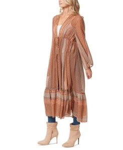 Jessica Simpson Marilyn Duster Kimono Brown Orange Dew Stripe Sheer Plus Size 3X - Picture 1 of 11