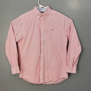 Vineyard Vines Button Shirt Mens Large Pink Stripe Cotton Slim Fit Whale Preppy - Picture 1 of 10