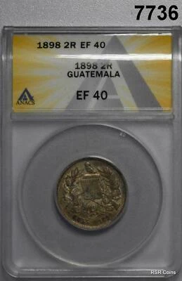 1898 2 REALES GUATEMALA ANACS CERTIFIED EF40 #7736 - Image 1 of 3