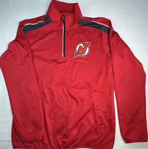 New Jersey Devils NHL Men's Pullover 1/4 Zip Track Jacket Red Medium Cover