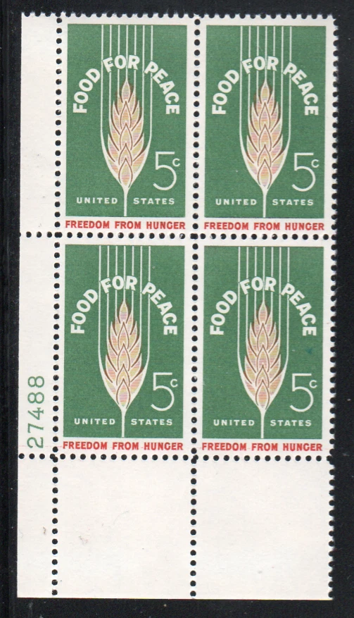 ALLY'S STAMPS US Plate Block Scott #1231 5c Food for Peace MNH [4] [STK] - Image 1 of 1