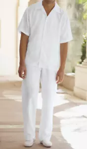 size 3XL/44 Steve Harvey Collection Men's White Linen 2-Piece Suit Set new - Picture 1 of 1