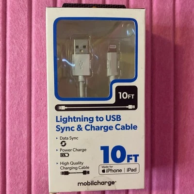Mobilcharge 10 FT Lightening To USB Cable For iPhone, iPad, iPod - Image 1 of 2