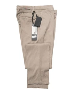 Kiton $1,580 Nuevo con Etiquetas Beige Calce Ajustado Frente Plano Informal Pantalones Elásticos Algodón 33 EE. UU. - Imagen 1 de 6