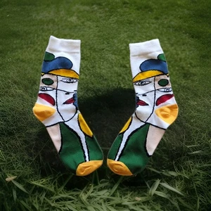 Art Impressionist Multi-Color Mens Socks New One Size Large 9-13 Mid Calf - Foto 1 di 4