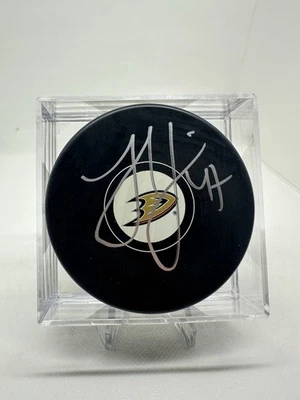 Autógrafo firmado por Hampus Lindholm Anaheim Ducks logotipo oficial Puck Boston Bruins Foto 1 de 2
