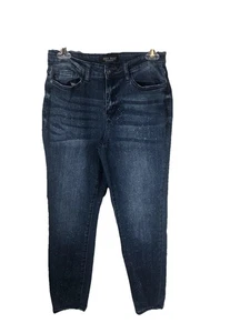 Judy Blue Jeans Womens 7/28 Stretch Denim Relaxed Fit Dark Wash Paint Splatter - Picture 1 of 14