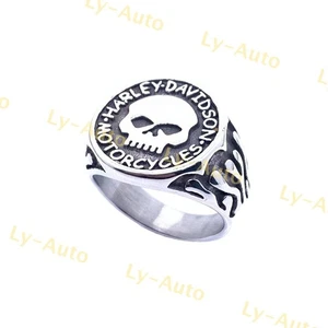 MEN'S HARLEY DAVIDSON WILLIE G SKULL STAINLESS STEEL RING - Picture 1 of 5