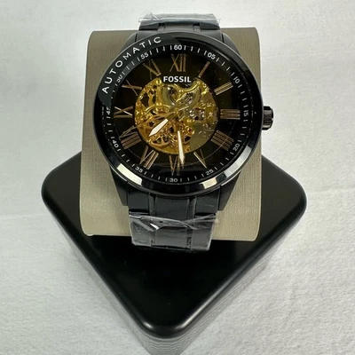 New Fossil Mens Flynn Automatic Black Stainless Steel Watch BQ2092 - Image 1 of 4