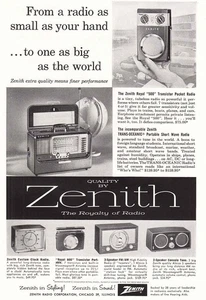 1957 Zenith: Royal 500; Trans-Oceanic Vintage Print Ad - Picture 1 of 1