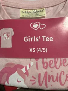 I Believe In Unicorns Girls' T-shirt XS 4/5 Girls Unicorn Tee Shirt - Picture 1 of 3