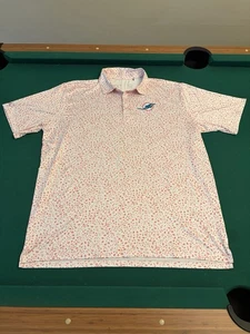 Miami Dolphins Poloshirt Herren Large weiß orange Blumen Golf Performance Antigua - Bild 1 von 12