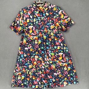 Vestido Gorman Mujer 8 Azul Amarillo Kindah Khalidy Camisa Botón Manga Corta Arte - Imagen 1 de 17