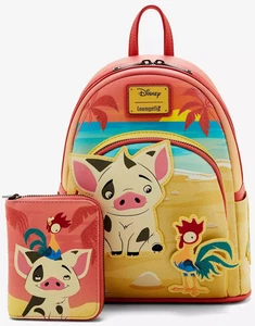 NEW Loungefly Disney Moana Pua & Hei Hei Sunset Mini Backpack Walltet EXCLUSIVE - Picture 1 of 8