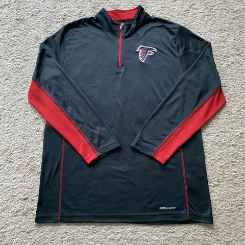 Atlanta Falcons Sweatshirt Men L Black/Red Quarter Zip 100% Polyester Majestic Cover