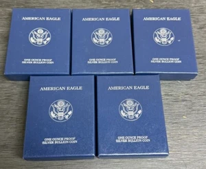 Box ONLY for American Silver Eagle 1oz Proof - Blue Velvet Case TOTAL OF 5 - Picture 1 of 4