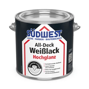 Weißlack Deckfarbe Holzlack Metall Kunststoff Innen Außen reinweiß 2,5 Liter - Bild 1 von 1