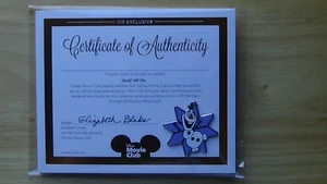 Pin Olaf Disney Movie Club VIP exclusivo con certificado. Nuevo de autenticidad - Imagen 1 de 2