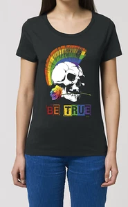 Camiseta gay para mujer Stanley Stella ORGÁNICA Be True Skull Punk LGBT Orgullo Paz - Imagen 1 de 5