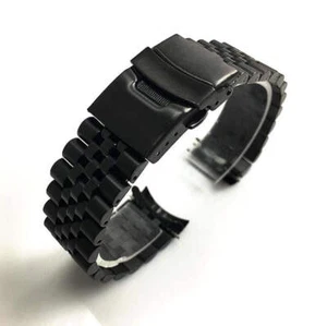 Black Metal Steel Jubilee Bracelet Curved End Replacement Watch Band Strap #7002 - Picture 1 of 35