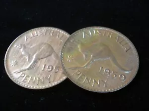 Moneda de centavo australiana 1959 Reina Isabel regalo de alto grado arco iris lujuria ganga - Imagen 1 de 2