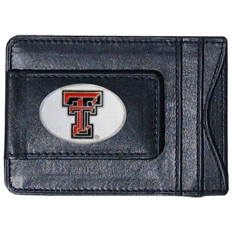 Texas Tech Red Raiders Fine Leather Money Clip Wallet [NEW] Black NCAA Billfold Cover