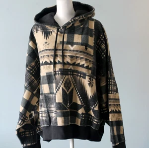 NEW! Ralph Lauren Hoodie Size XXL Pullover Aztec Gray Beige Sweater Cropped NWT - Picture 1 of 23