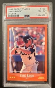1988 Score Traded Glossy #103T Craig Biggio Rc Rookie PSA 8 HOF Low Pop