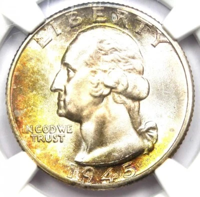 1945-D Washington Quarter 25C - Certified NGC MS67+ Plus Grade - $1,750 Value! - Image 1 of 4