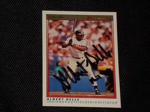 ALBERT BELLE 1991 O-PEE-CHEE PREMIER SIGNED AUTOGRAPHED CARD #8 INDIANS