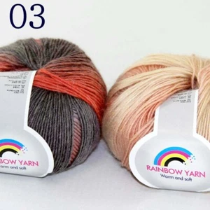 Sale 2Ballsx50gr Colorful Rainbow Rug Shawl Cashmere Wool Hand Crochet Yarn 03 - Picture 1 of 12