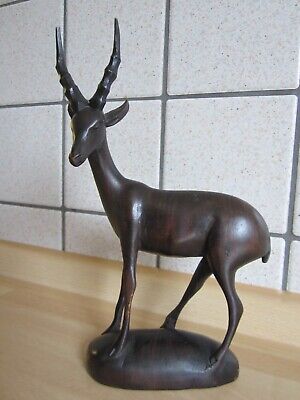 Geschnitzte Gazelle Aus Hartholz Dunkel Afrika 20,5cm Afrikanische Holzfigur • 18.50€