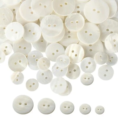 50PCS Pearl Buttons Pearl Shell Bulk Sewing Buttons 10mm/12.5mm/15mm/18mm/20mm - Image 1 of 4