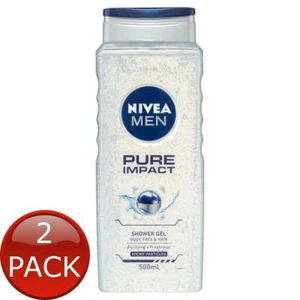 2 x Nivea Men Shower Gel Pure Impact 500Ml - Picture 1 of 3