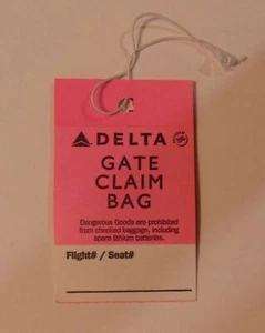 DE COLECCIÓN DELTA AIR LINES PUERTA RECLAMO BOLSA ETIQUETA BILLETE - Imagen 1 de 2