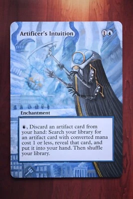 Artificer's Intuition *Magic Altered Hand Painted Extended Art* MTG by Erich - Image 1 of 3