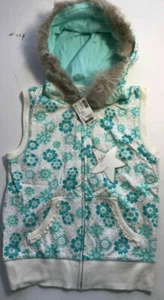 JUSTICE sweater vest girls size 12 Medium teal hooded top Jacket NEW (ln97) - Picture 1 of 4
