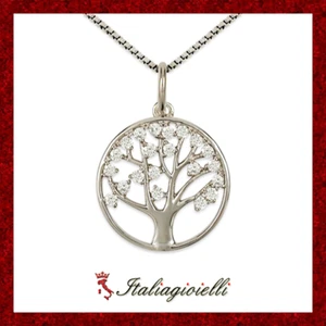 Collana Albero della Vita Donna in Argento 925 rodiato Oro Bianco - Foto 1 di 4