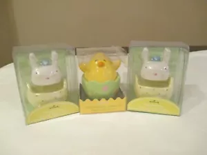 3 juegos de coctelera apilable de sal y pimienta Hallmark Pascua 2 conejitos 1 pollito/huevo NUEVO - Imagen 1 de 6