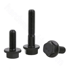 Flange Hex Head Screws Grade 10.9 Hexagon Bolts M5 M6 M8 M10 M12 M14 M16 Black - Picture 1 of 8