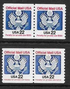 Scott #O136 22c Official Mail Coil Pairs RARE Dull Gum, Low Gloss Cat $132.00 - Picture 1 of 1