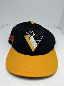 Vintage Snapback Hat Pittsburgh Penguins Black American Needle Tag - Picture 1 of 6