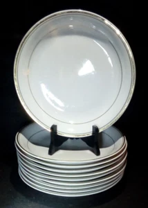 RARE 10 assiettes creuse porcelaine de limoges Poral blanc et filet or année 50 - Imagen 1 de 8