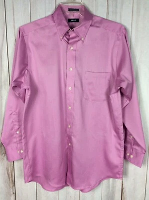 Camisa de vestir Izod púrpura con cuello abotonado para hombre talla grande 16/32-33 fácil cuidado Foto 1 de 4