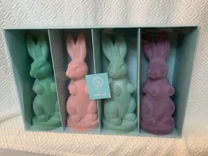 Martha Stewart 8” Flocked Easter Rabbits Set of 4 Pink, Aqua, Green, Lavender - Picture 1 of 2
