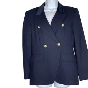 Vintage Jones New York 100% Worsted Wool Double Breasted Velvet Collar Blazer 6 - Picture 1 of 9